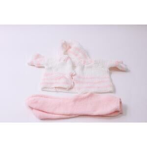 Cabbage Patch Kids, Knit, White Pink, Doll Clothing, Vintage, ~ 250910-WH 1356